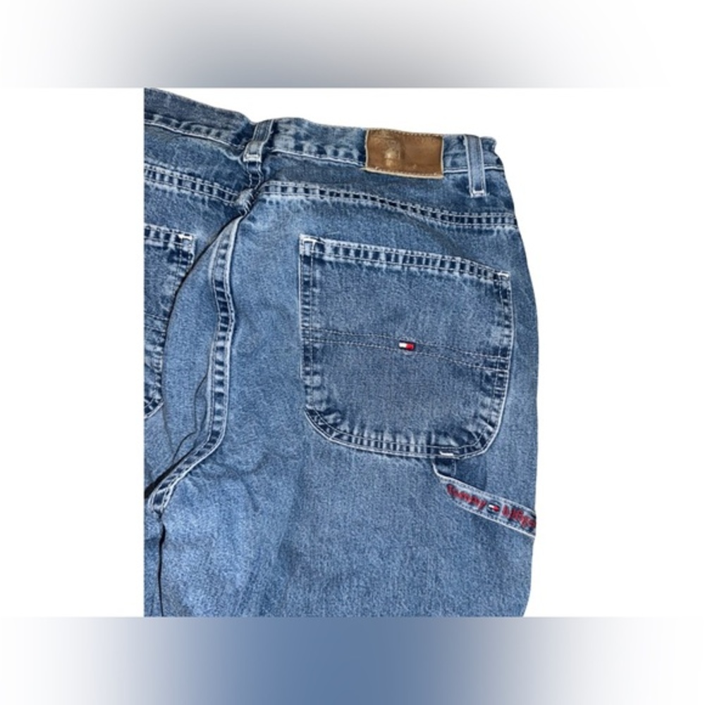 VTG 90s Tommy Hilfiger denim cargo flag  logo spell-out size size‎ 27
